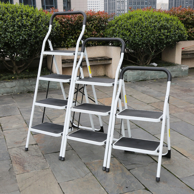 Household thickened iron ladder two or three steps foldable herringbone portable small escalator wide pedal non-slip climbing car wash stool