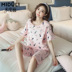 Tháng quần áo mùa hè mỏng phần sau khi sinh phụ nữ mang thai Bộ đồ ngủ mùa hè ngắn tay bà mẹ cho con bú bộ đồ ngủ cotton điều dưỡng - Giải trí mặc / Mum mặc váy bầu mùa đông Giải trí mặc / Mum mặc