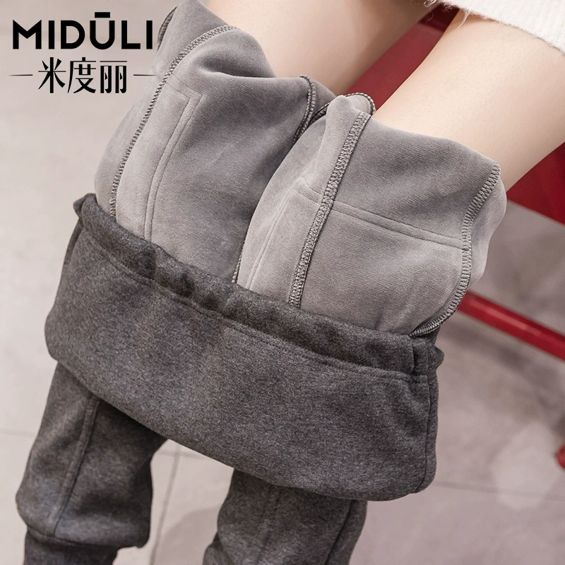 Quần bà bầu mùa đông dày cộng với quần nhung Người mẫu mùa thu đông mặc quần legging cotton thời trang quần thể thao giản dị mùa đông - Phụ nữ mang thai quần / quần bụng