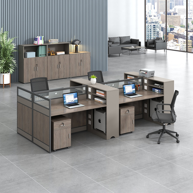Staff Desk Office Furniture Screen Staff Desk 4 Pairs 6 People Workstation Boards Financial Computer Desk and Chair Combination