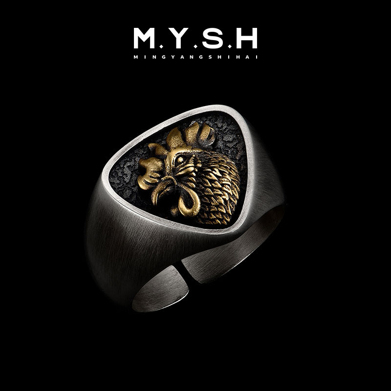 Кольцо мужское MYSH серебро Петух (19-21)