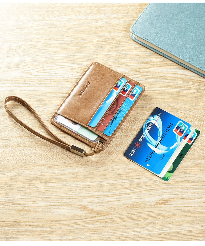 Túi thẻ nhỏ gọn nam thẻ da gói giấy phép lái xe ví nhiều thẻ ngân hàng chủ thẻ mini bộ thẻ cổ tay - Hộp đựng thẻ