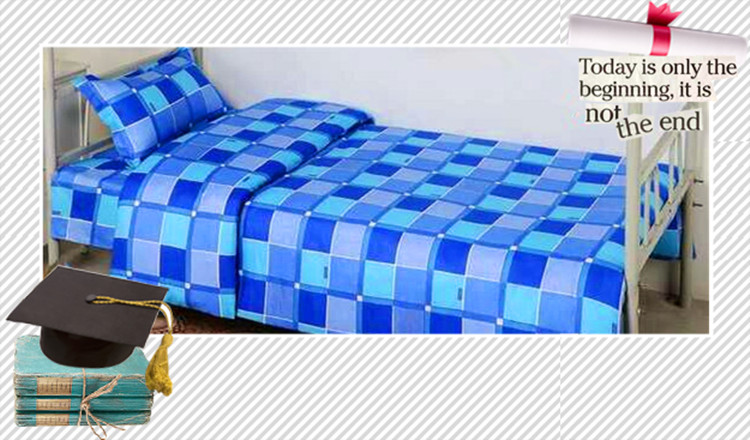 Cotton ký túc xá đại học màu xanh và trắng kẻ sọc giường hoạt hình bông đơn giản school trường học đơn 1 mét giường đơn chăn gối - Khăn trải giường chăn trải giường