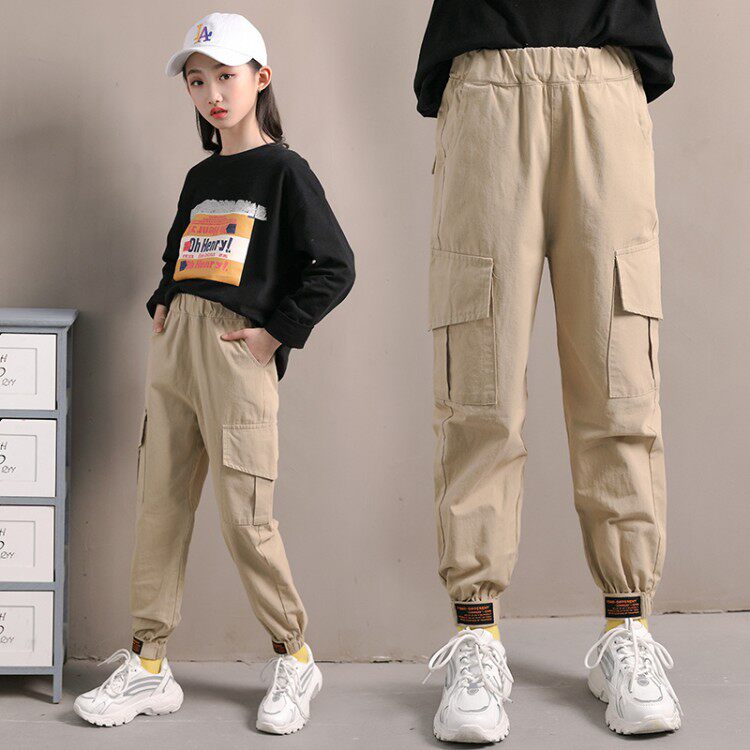 Girls' pants spring and autumn 2021 new ten-year-old girl 6 casual loose Western style 7 summer dress 8 children's overalls 9