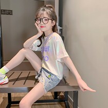 Girl Short Sleeve T-shirt Pure Cotton 2021 Summer Child Clothing Loose Fashion Summer Children Blouses Middle School Kids Half Sleeves 8