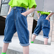 Girl Cowboy Pants 8 Year Old New Summer Dress 10 Year Old CUHK Child Summer Han Version Thin Loose 70% Denim Shorts