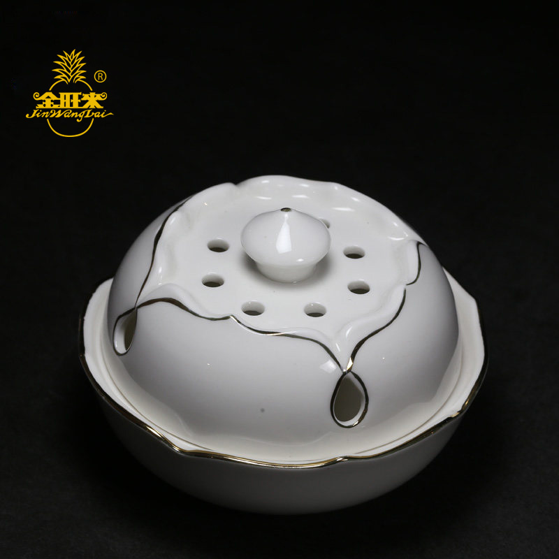 Jin Wanglai lotus incense burner incense burner sandalwood burner plate incense incense burner white ceramic incense burner