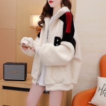 Next Kiss Maternity Jacket Autumn and Winter Plus Velvet Thickened Cardigan 2024 New Lamb Velvet Warm Loose Windbreaker
