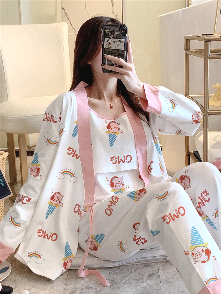 British Next kiss confinement clothing summer cotton postpartum breastfeeding pregnant women pajamas thin section maternity clothing spring