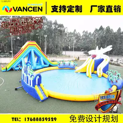 PVC outdoor shark inflatable swimming pool slide combination factory direct sale children Mobile large water park
