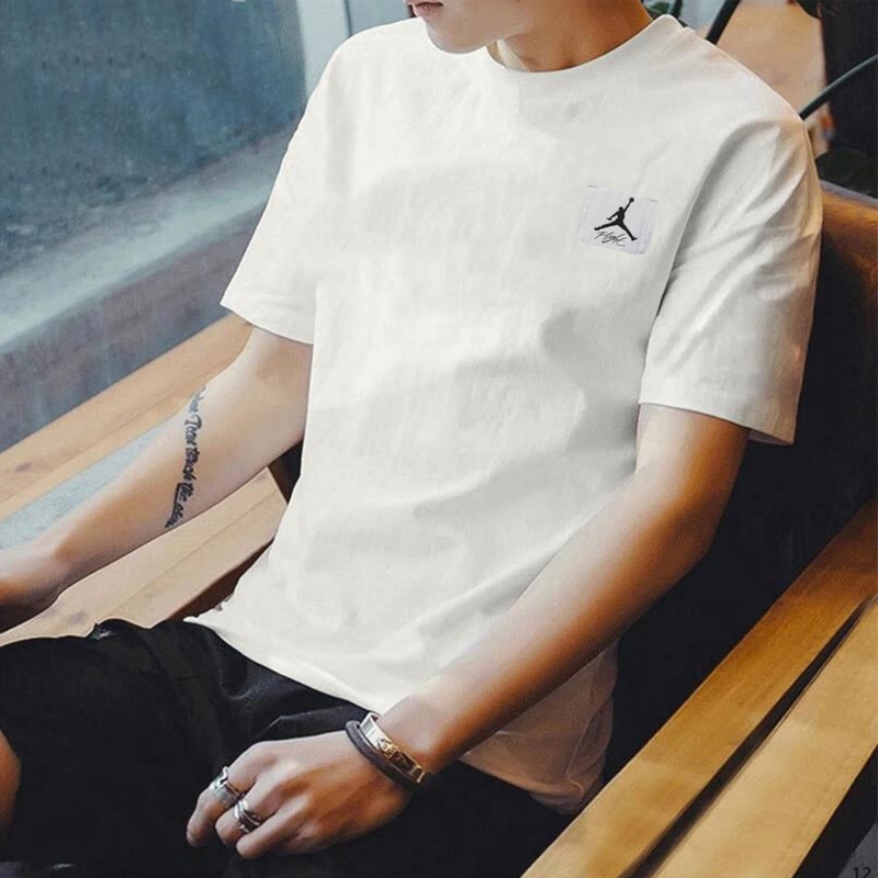 Jordan Loose Five-Quarter Sleeve Nike Genuine Cotton Basketball Short-Sleeved Men's Breathable Aj Sports T-Shirt Trendy