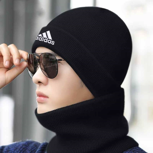 Adidas, демисезонная спортивная кепка с капюшоном, шерстяная вязаная шапка