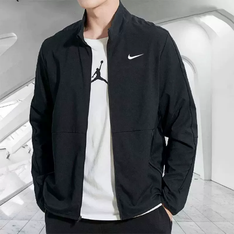 Nike, мужская демисезонная спортивная ветровка черного цвета, свободный силуэт