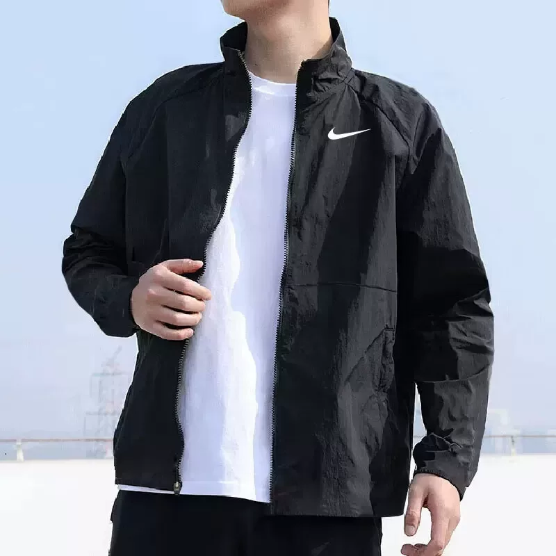 Nike, мужская демисезонная спортивная ветровка черного цвета, свободный силуэт