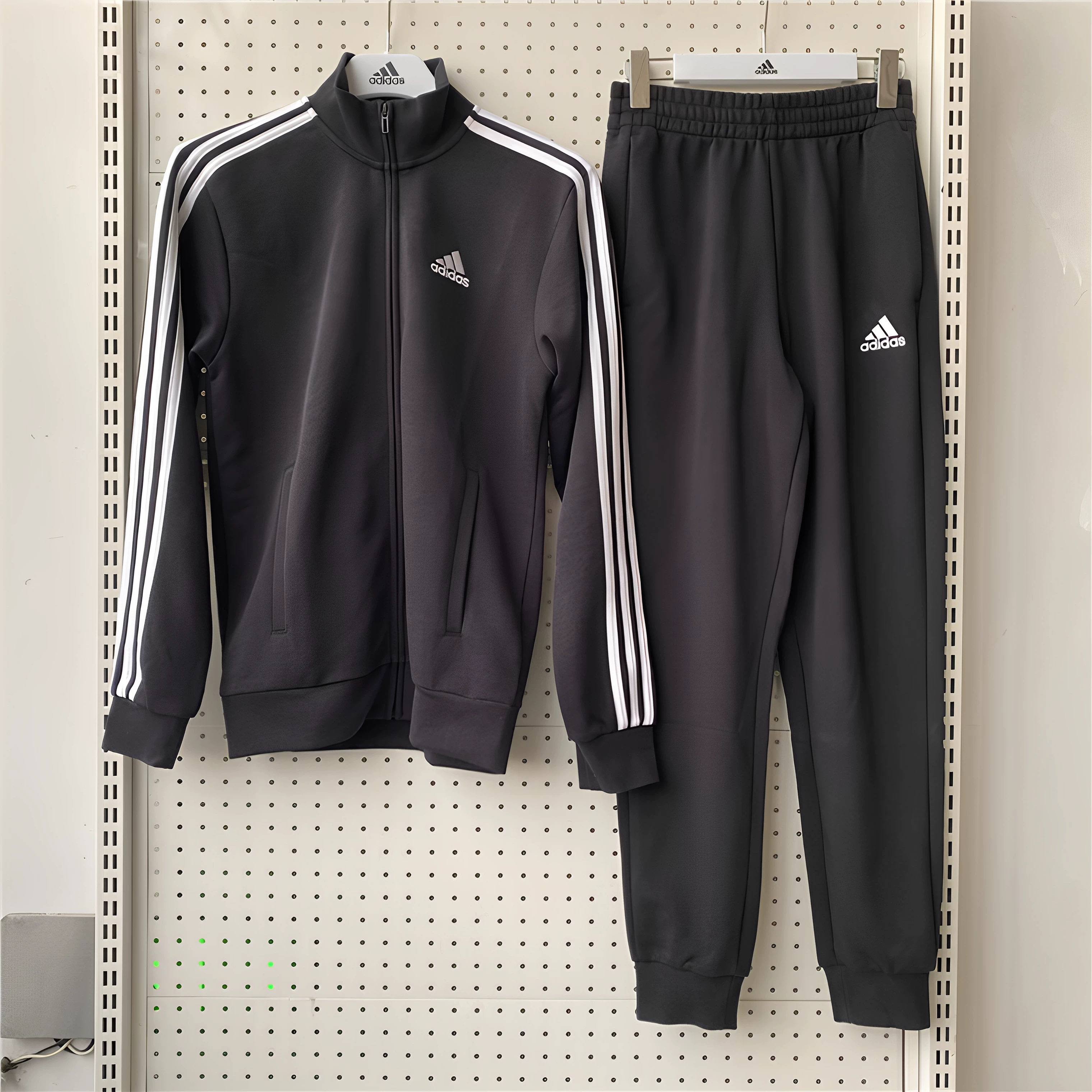 Спортивный костюм Adidas, осень, длинный рукав, куртка, черные брюки, комплект для отдыха