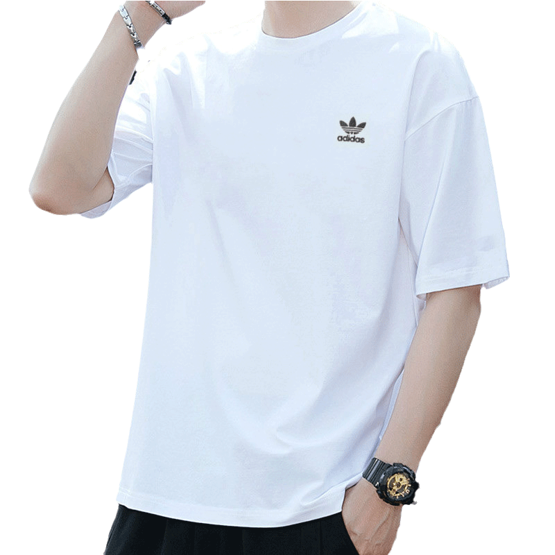 阿迪达斯三叶草短袖男2025夏款正品纯棉运动服跑步篮球T恤GN3415