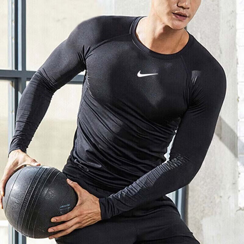 Nike Genuine Fitness Sports T-Shirt Men's Ice Silk Quick-Drying Training Long-Sleeved New Tight-Fitting Running Top