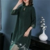 Trung quốc phong cách của phụ nữ 2018 đầu mùa thu mới retro quốc gia bông jacquard khâu thêu váy một từ dài