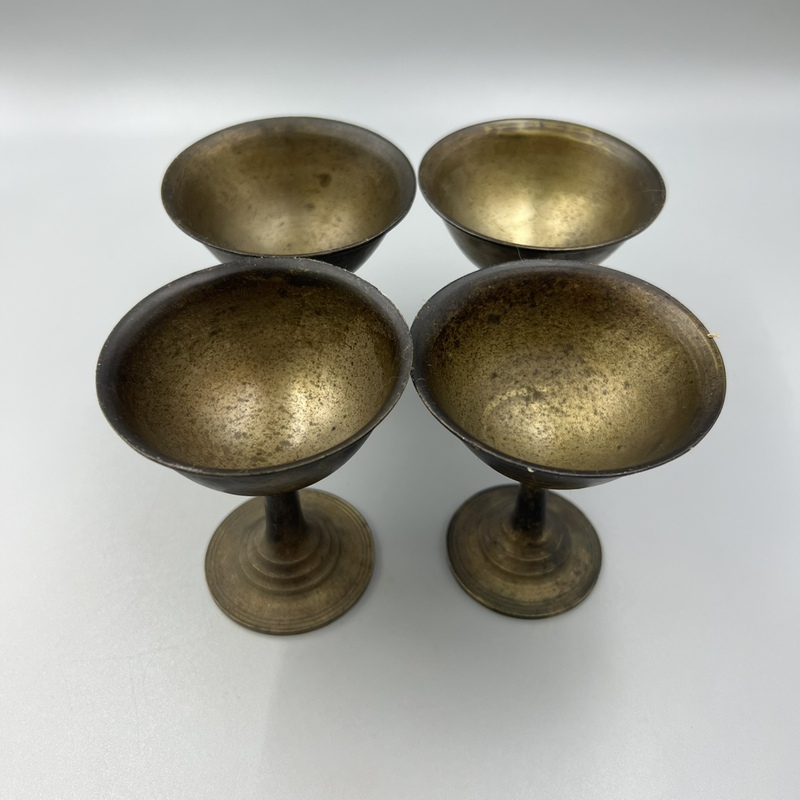 Old Objects, Antiques, Collectibles, Republic of China Tableware, Copper Wine Cups, Set of 4, Decorative Items Old Objects, Antiques, Collectibles, Republic of China Tableware, Copper Wine Cups, Set of 4, Decorative Items