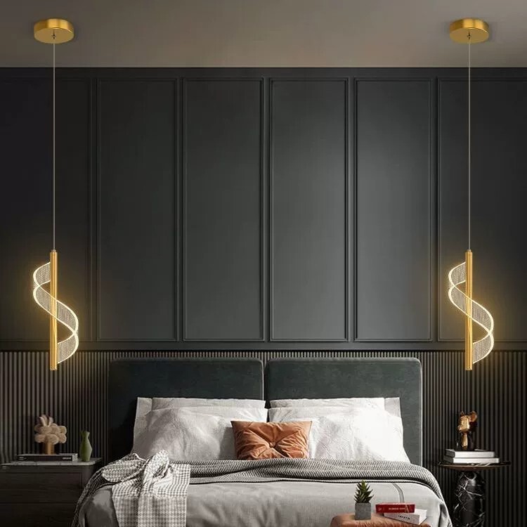 Bedroom Bedside Chandelier, Modern and Simple, Popular on the Internet, Living Room Background Wall Chandelier, Light Luxury Room Creative Single-Head Small Chandelier