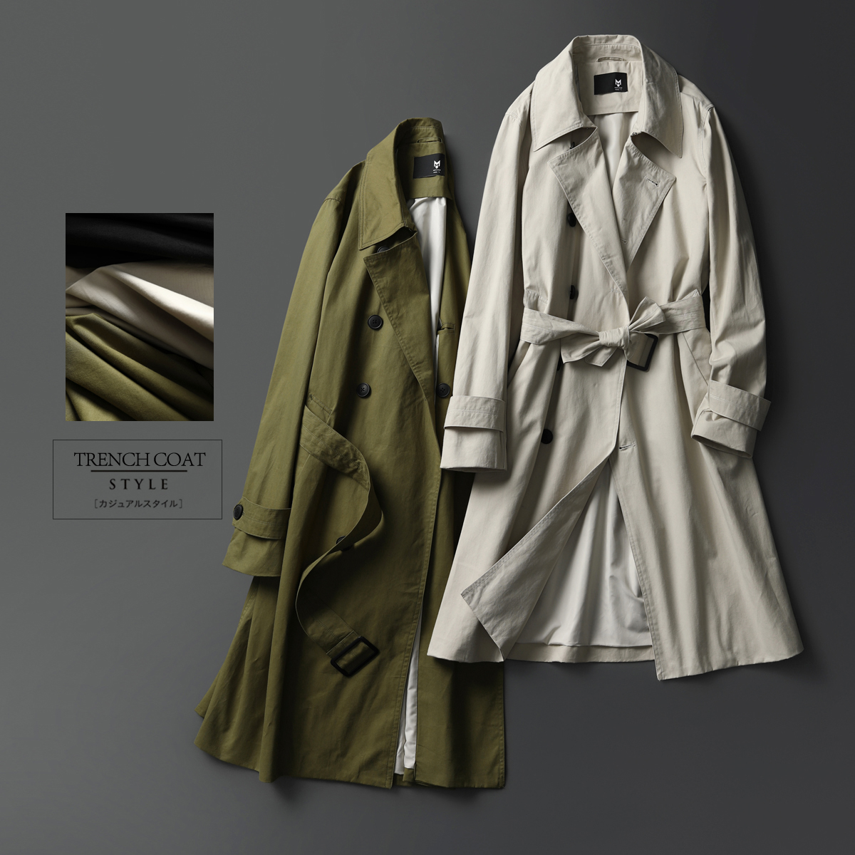 Inglén Temperament Double-row button with long version of wind clothes men's autumn and winter imported fabric 100% cotton over knee trench coat