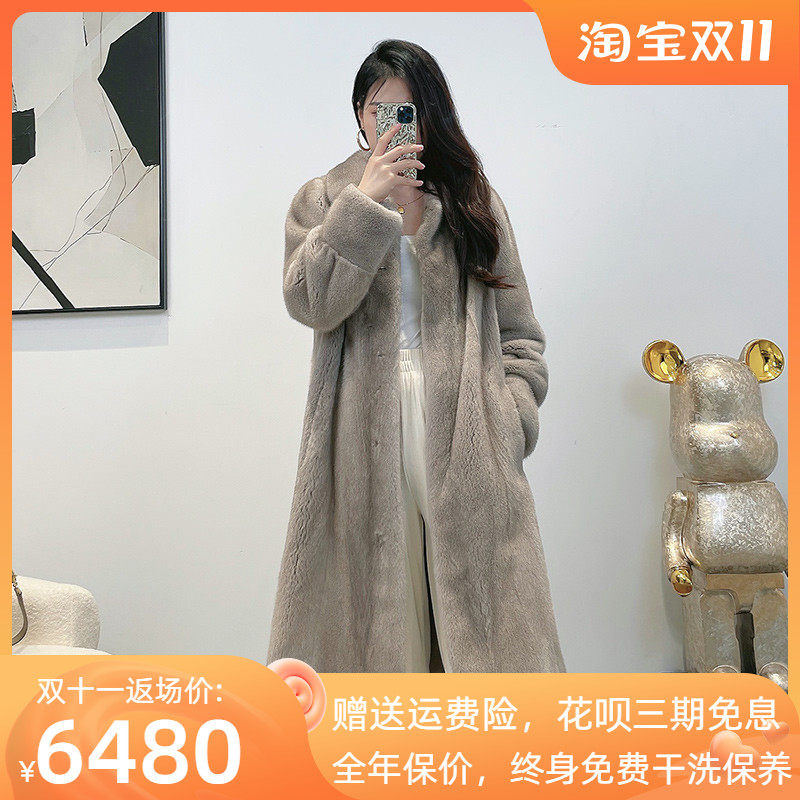 Mrs. Leng 2022 winter new Haining imported velvet mink fur coat women's long mink coat