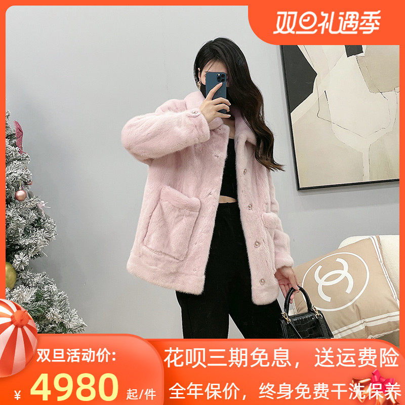 Mrs. Leng 2022 young Haining mink fur coat women's imported velvet whole mink fur coat