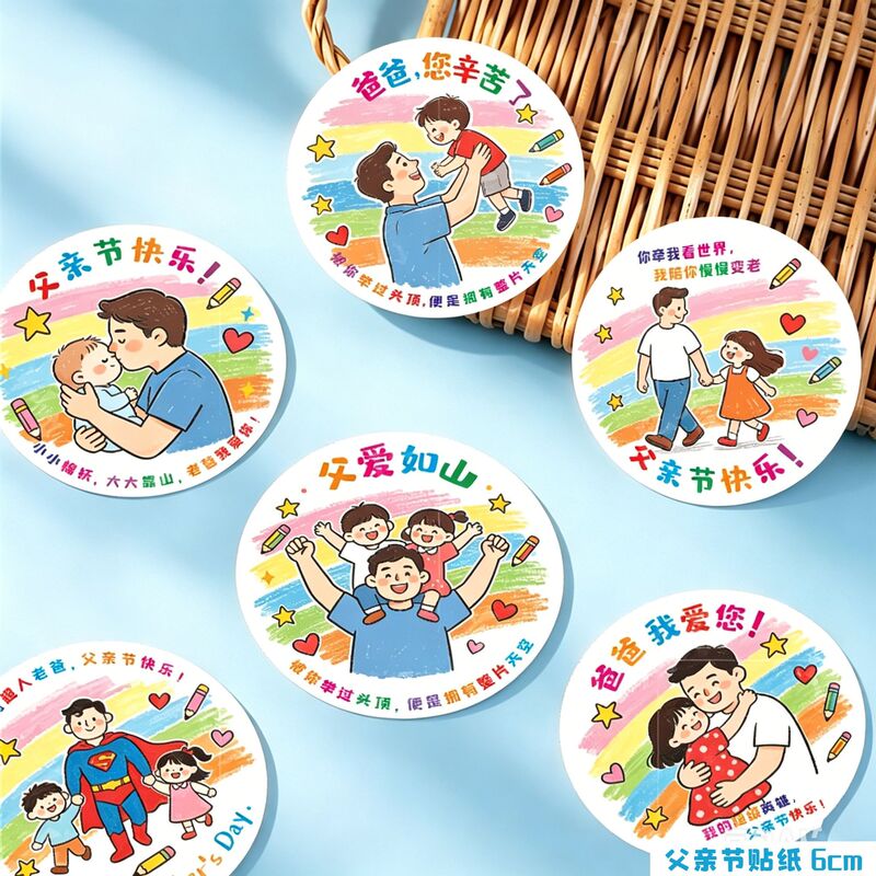 Happy Father's Day Stickers for Kindergarten, Thank You to Dad, Beer Bottle Decoration, Scene Arrangement Stickers, Blessing Gift Stickers