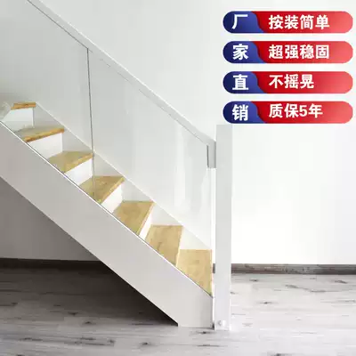 Double-beam steel-wood stair complex building home stair glass handrail overall attic modern simple oblique beam spiral