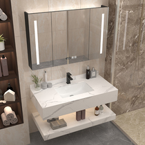 Rock plate one-piece washbasin Bathroom sink Light luxury bathroom cabinet Marble wash basin Wall-mounted washbasin