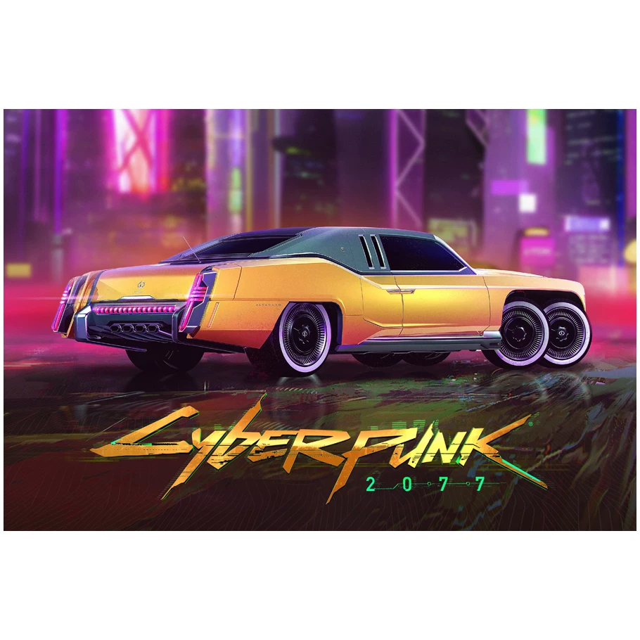 Постер игры Cyberpunk 2077, периферийное спортивное авто, металлический стиль, настенное стикер-комната, общежитие, спальня, декоративная картина