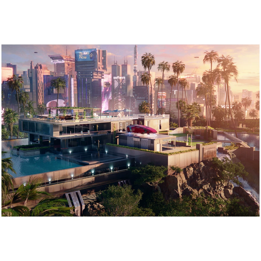 Постер игры Cyberpunk 2077, периферийное спортивное авто, металлический стиль, настенное стикер-комната, общежитие, спальня, декоративная картина
