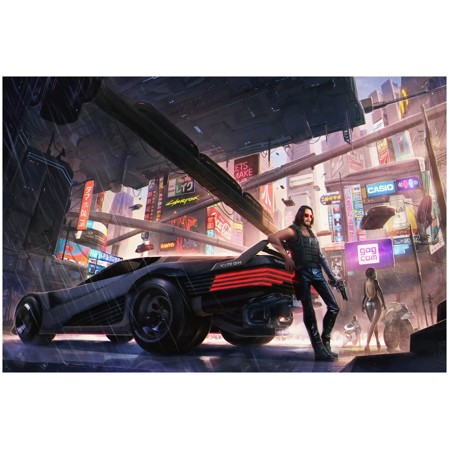 Постер игры Cyberpunk 2077, периферийное спортивное авто, металлический стиль, настенное стикер-комната, общежитие, спальня, декоративная картина