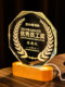 Creative Solid Wood Luminous Crystal Trophy Annual Meeting Employee Celebration Retirement Commemoration Recognition Metal Wheat Ear Distributor Award