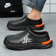 Giày bảo hộ lao động nam mùa thu 2023 dép xỏ ngón mũi nhọn mới hợp thời trang dành cho nam làm bếp đầu bếp giày hợp thời trang dép bếp chống dầu dép bếp chống trượt