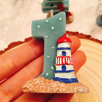 Ocean birthday candle digital creative cute net red single large cake decoration ornaments Boys boys children