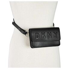 Сумка dkny/唐可娜儿女腰包腰带包翻盖黑色字母logo便携pu正品5958997 DKNY/logo