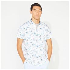 Рубашка мужская nautica/诺帝卡男短袖衬衫棉弹舒适时尚印花夏季正品w01119 Nautica/W01119