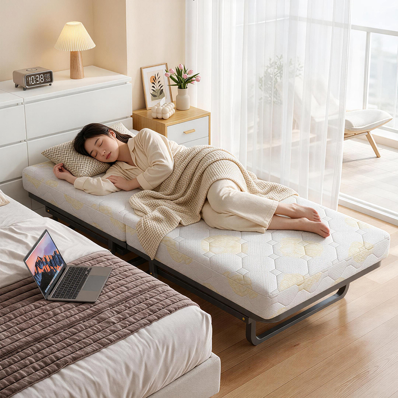 Folding Bed for Home Use, Single Bed for Nap, Perfect for Hotel Extra Beds, Adult Splicing Bed, Simple Temporary Bed for Postpartum Care Folding Bed for Home Use, Single Bed for Nap, Perfect for Hotel Extra Beds, Adult Splicing Bed, Simple Temporary Bed for Postpartum Care