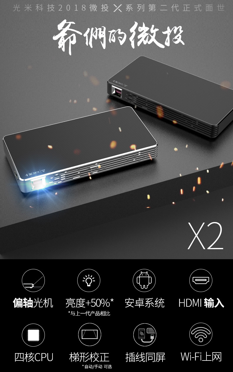 Máy chiếu sáng X2 pico máy chiếu gia đình HD mạng không dây thông minh mini cầm tay điện thoại gia đình máy chiếu