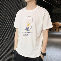 Mens short-sleeved t-shirt summer tide brand trend ice silk clothes boys loose simple half-sleeved 2022 new t-shirt C