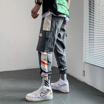 2020 spring and summer new mens casual pants Korean version of the trend loose overalls mens versatile drawstring long pants D