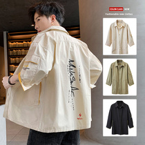 Summer three-quarter-sleeved shirt sunscreen 2022 new casual Korean style trendy handsome jacket mens long-sleeved shirt D