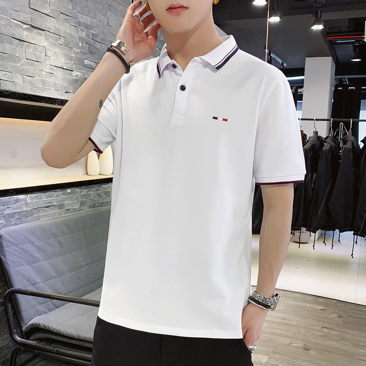 Antarctic polo shirt men's short sleeve T-shirt lapel collar 2020 Summer new stand collar trend men's fashion brand clothes C