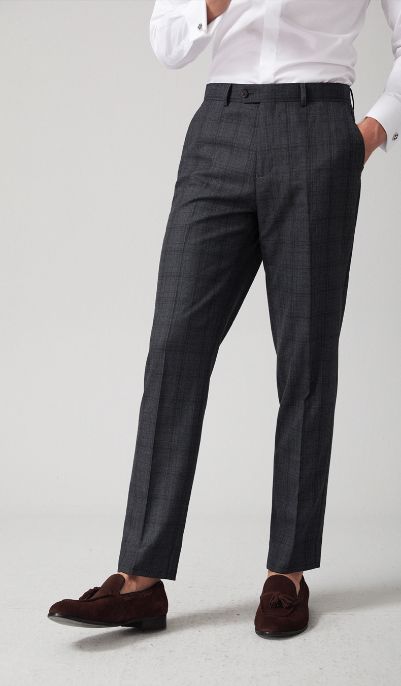 Suit phù hợp với nam len retro kẻ sọc gió Anh kinh doanh phía tây trang trí cơ thể màu xám chú rể váy cưới - Suit phù hợp bộ vest nam thời trang