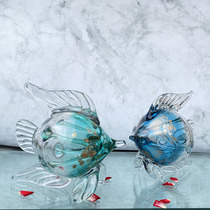 Glazed Glass Kiss Mouth Fish to Mouth Fish Pendulum style Light extravagant Extravagant Handicraft Home-style Furnishing Soft Adornment