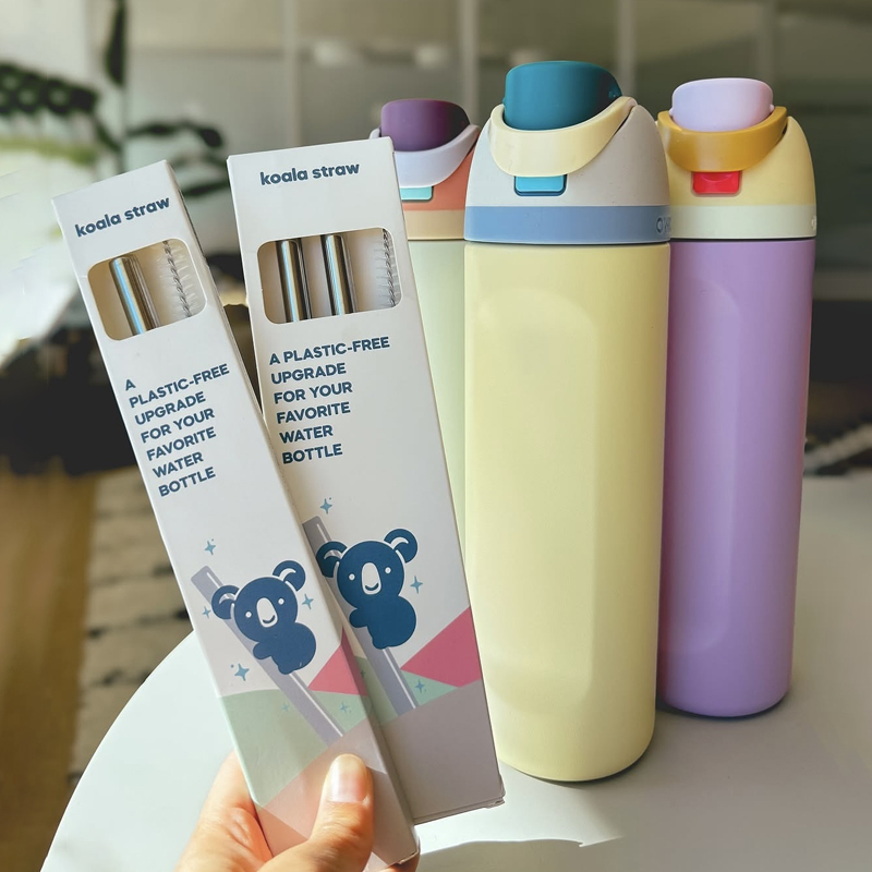 2 Straws, 1 Brush/Koala Original Straw Owala 24Oz/32Oz Compatible Stainless Steel Straw Set