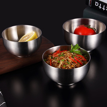  304 stainless steel bowl thickened home child anti-burn and fall double bowl Korean style wire drawing bowl Korea rice bowl