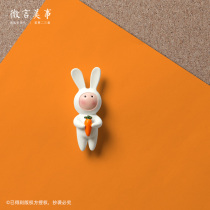 Long-eared rabbit holding carrot pushpin cartoon cute creative Cork Plank felt nail decorative magnetic magnet magnet