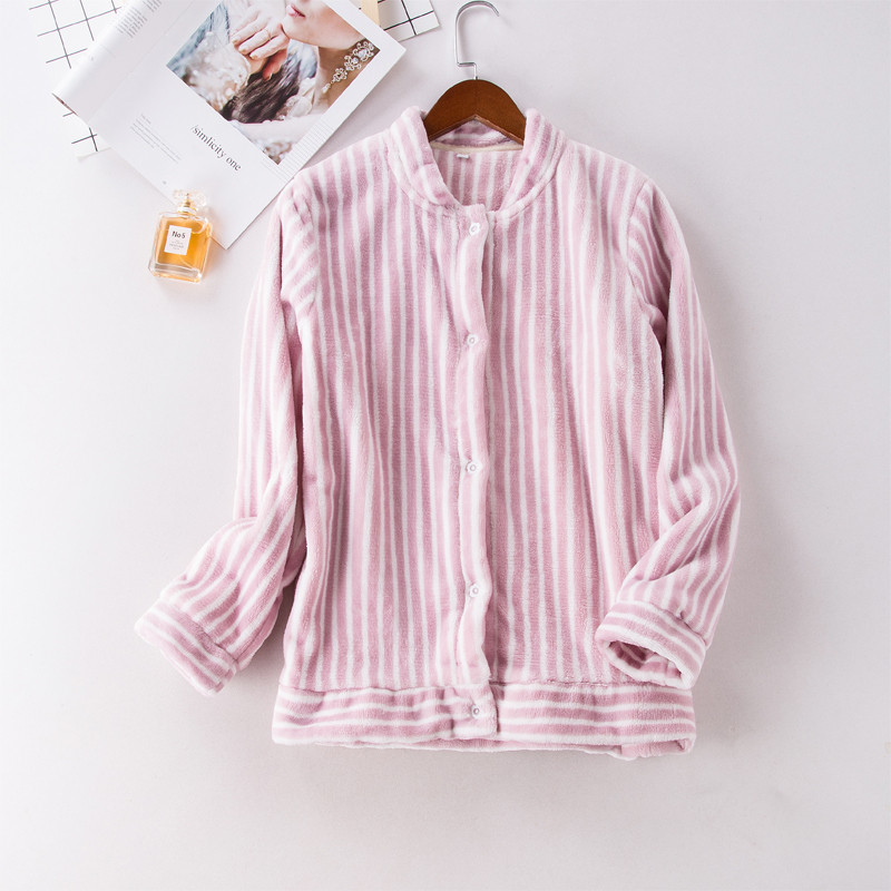 Áo đơn mùa đông nhung tay dài nhung đôi đồ ngủ ấm áp dày nam và nữ flannel dịch vụ nhà mùa đông đầm nữ